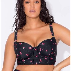 Retro Cherry Plus Size Bikini Top Underwire 42DD
